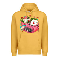 Mustard pink typewriter and letters Premium Hoodie - AdoDesignShop