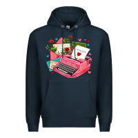 Navy pink typewriter and letters Premium Hoodie - AdoDesignShop