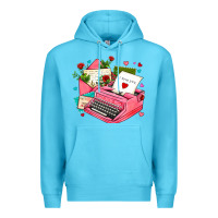 Ocean Blue pink typewriter and letters Premium Hoodie - AdoDesignShop