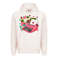 Pale Pink pink typewriter and letters Premium Hoodie - AdoDesignShop
