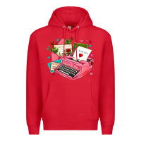 Red pink typewriter and letters Premium Hoodie - AdoDesignShop