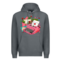 Rock pink typewriter and letters Premium Hoodie - AdoDesignShop