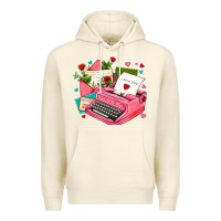Sandshell pink typewriter and letters Premium Hoodie - AdoDesignShop