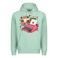Seafoam pink typewriter and letters Premium Hoodie - AdoDesignShop