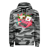 Slate Camo pink typewriter and letters Premium Hoodie - AdoDesignShop