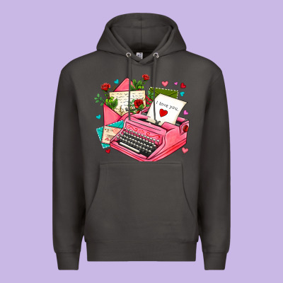 Pink Typewriter And Letters Premium Hoodie Designed By Adodesignshop