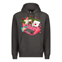 Smoke pink typewriter and letters Premium Hoodie - AdoDesignShop