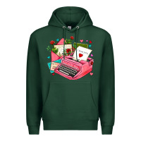 Sports Green pink typewriter and letters Premium Hoodie - AdoDesignShop