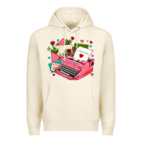 Tofu pink typewriter and letters Premium Hoodie - AdoDesignShop