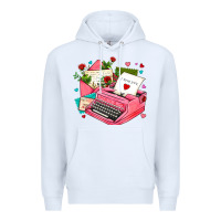 White pink typewriter and letters Premium Hoodie - AdoDesignShop