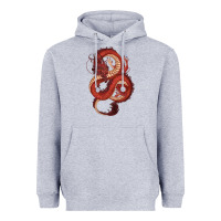 Heather Grey red dragon Heavyweight Hoodie - RanaPortraitStore