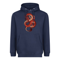 Navy red dragon Heavyweight Hoodie - RanaPortraitStore