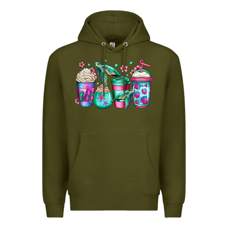 Turtle Coffee Cups Premium Hoodie by Jasminsmagicworld | Teevron
