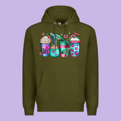 Turtle Coffee Cups Premium Hoodie Designed By Jasminsmagicworld