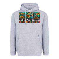 Heather Grey Rusty Sunflowers with Cowhide and Turquoise Heavyweight Hoodie - RanaPortraitStore