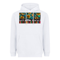 White Rusty Sunflowers with Cowhide and Turquoise Heavyweight Hoodie - RanaPortraitStore