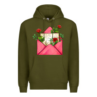 Army Green pink letter Premium Hoodie - AdoDesignShop