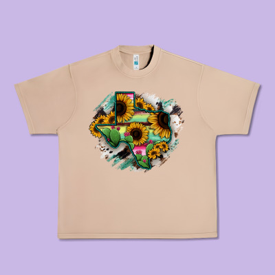 Texas Map Sunflower Cactus Serape Urban Heavy Tee Designed By Ranaportraitstore