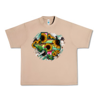 Burro Texas Map Sunflower Cactus Serape Urban Heavy Tee - RanaPortraitStore