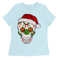 Baby Blue sugar skull  christmas Ladies Tee - BarkalooDesign