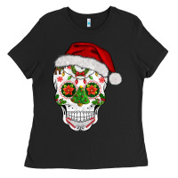 Black sugar skull  christmas Ladies Tee - BarkalooDesign
