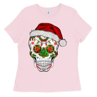 Bubblegum Pink sugar skull  christmas Ladies Tee - BarkalooDesign