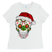 White sugar skull  christmas Ladies Tee - BarkalooDesign