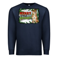 Navy merry and bright shiba inu Premium Sweatshirt - RanaPortraitStore