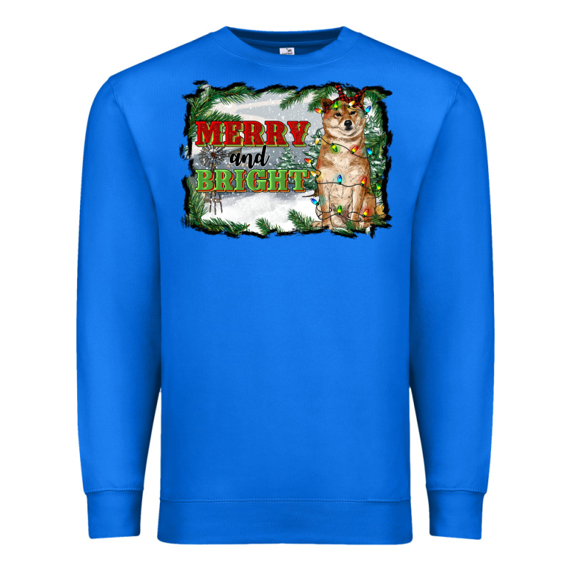 Merry And Bright Shiba Inu Premium Sweatshirt by RanaPortraitStore | Teevron
