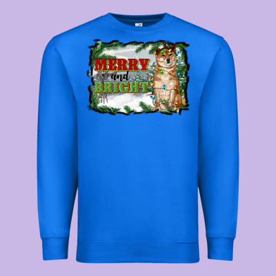 Merry And Bright Shiba Inu Premium Sweatshirt Designed By Ranaportraitstore