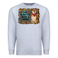 Heather Grey life is better with a shiba Premium Sweatshirt - RanaPortraitStore