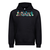 Black groovy with peace  sign flowers Urban Hoodie - Artiststas