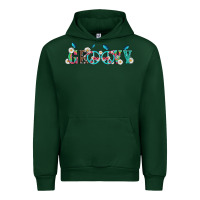 Forest Green groovy with peace  sign flowers Urban Hoodie - Artiststas