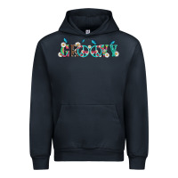 Navy groovy with peace  sign flowers Urban Hoodie - Artiststas