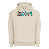 Pigment French Oak groovy with peace  sign flowers Urban Hoodie - Artiststas