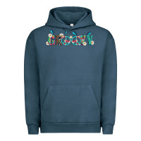 Pigment Midnight Navy groovy with peace  sign flowers Urban Hoodie - Artiststas