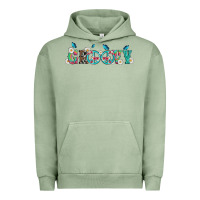 Pigment Oil Green groovy with peace  sign flowers Urban Hoodie - Artiststas