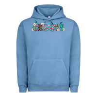 Pigment Pebble Blue groovy with peace  sign flowers Urban Hoodie - Artiststas
