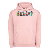 Pigment Salmon groovy with peace  sign flowers Urban Hoodie - Artiststas