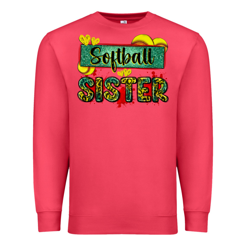 Softball Sister With Leopard Premium Sweatshirt by Zillion Design Studio | Teevron