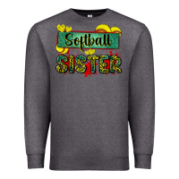 Charcoal Heather softball sister with leopard Premium Sweatshirt - Zillion Design Studio