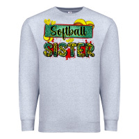 Heather Grey softball sister with leopard Premium Sweatshirt - Zillion Design Studio