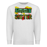 Oatmeal Heather softball sister with leopard Premium Sweatshirt - Zillion Design Studio