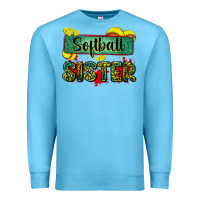 Ocean Blue softball sister with leopard Premium Sweatshirt - Zillion Design Studio