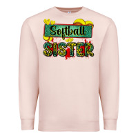 Pale Pink softball sister with leopard Premium Sweatshirt - Zillion Design Studio
