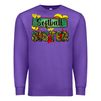 Purple softball sister with leopard Premium Sweatshirt - Zillion Design Studio
