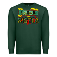 Sports Green softball sister with leopard Premium Sweatshirt - Zillion Design Studio