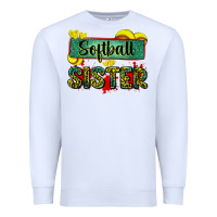 White softball sister with leopard Premium Sweatshirt - Zillion Design Studio