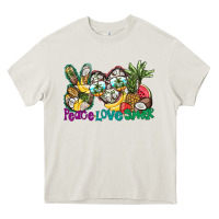 Cream Peace Love Summer Heavy Core Tee - CowhideDigitalArt