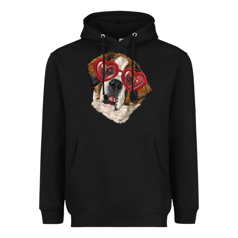 Saint Bernard With Love Glasses Heavyweight Hoodie by RanaPortraitStore | Teevron